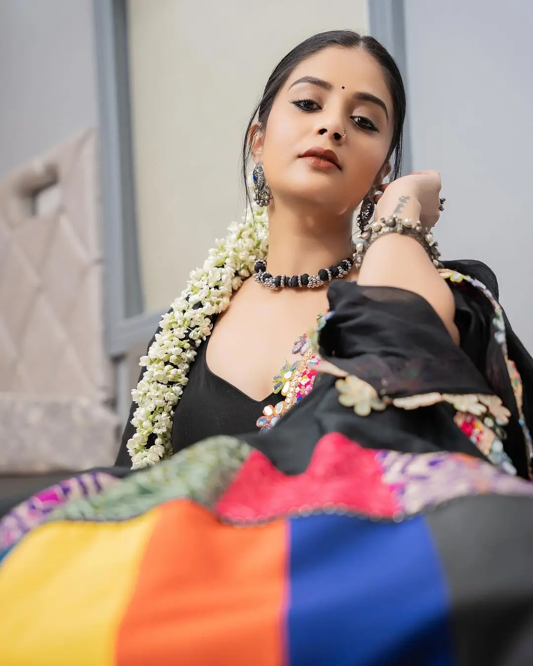 ZEETV Actress Sreemukhi in Black Lehenga Choli